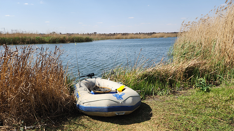 Launching our small duck at Potch Dam